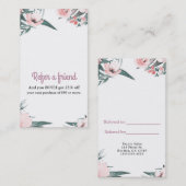 De Référencement Carte moderne rose florale aquarelle parrainage (Devant / Derrière)