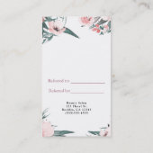 De Référencement Carte moderne rose florale aquarelle parrainage (Dos)