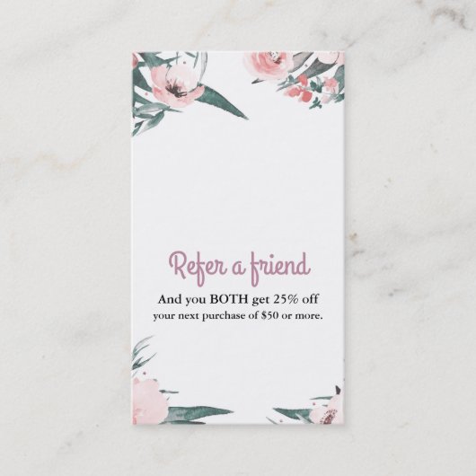 De Référencement Carte Parrainage Aquarelle Florale Rose Moderne (Devant)