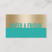 De Référencement Carte référral | Gold & Turquoise Classy (Devant)