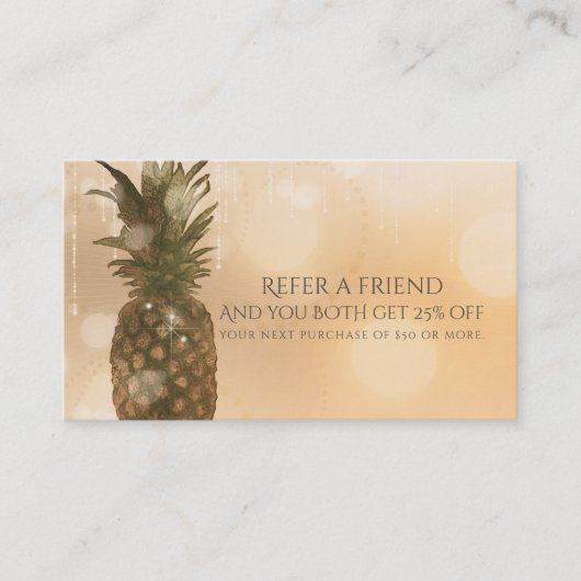 De Référencement Glam Golden Pineapple Elegant Référer une carte d' (Devant)
