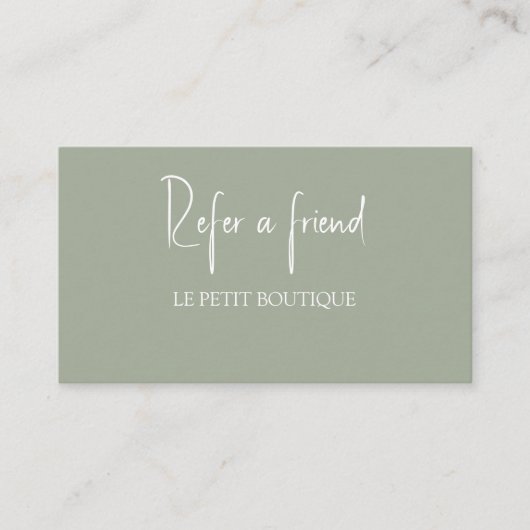 De Référencement Moderne Sage Green Référer une carte d'ami (Devant)