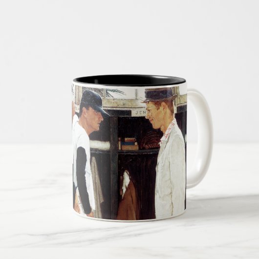 De referentie tweekleurige koffiemok (Voorkant rechts)