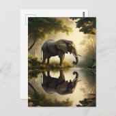 De reflectie van een olifant briefkaart (Voorkant / Achterkant)