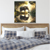 De reflectie van een olifant canvas afdruk (Insitu (Slaapkamer))