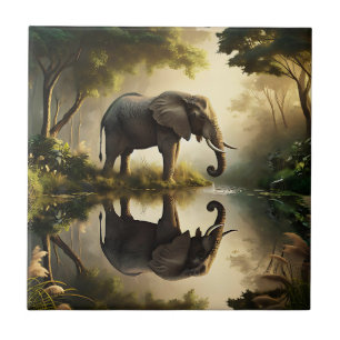 De reflectie van een olifant tegeltje
