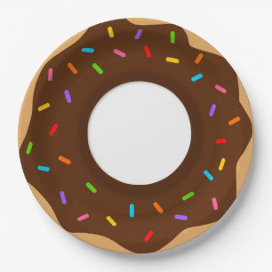 De regenboog bestrooit de Doughnut van de Papieren Bordje