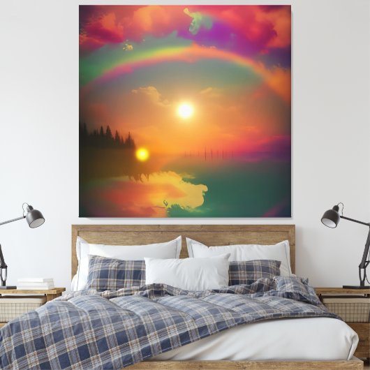 De regenboog canvas afdruk (Insitu (Slaapkamer))