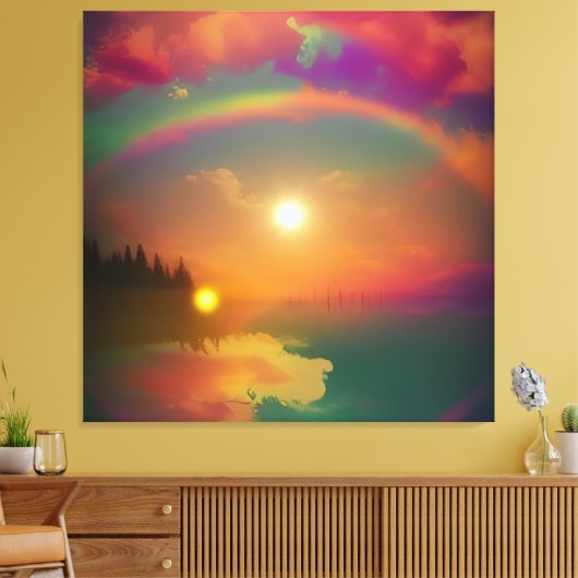 De regenboog canvas afdruk (Insitu (Woonkamer))