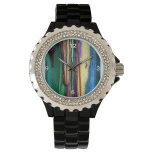 De regenboog eucalyptus boom strass horloge