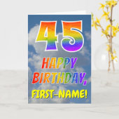 De regenboog kijkt "45" & "GELUKKIGE VERJAARDAG", Kaart (Gele Bloem)