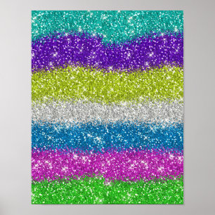 De regenboog schittert Strepen Poster