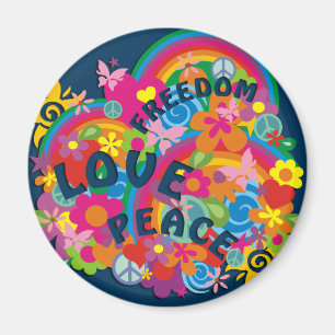 De Regenboog van flower power Magneet