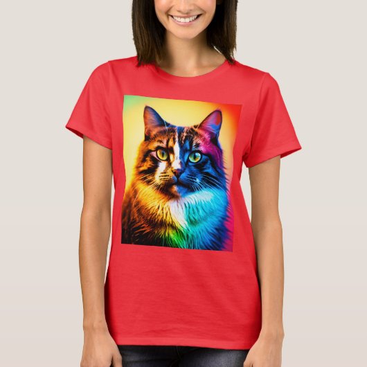 De regenboogkat t-shirt (Voorkant)