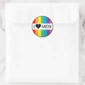 De regenboogliefde... in hart mannen. ronde sticker (Tas)