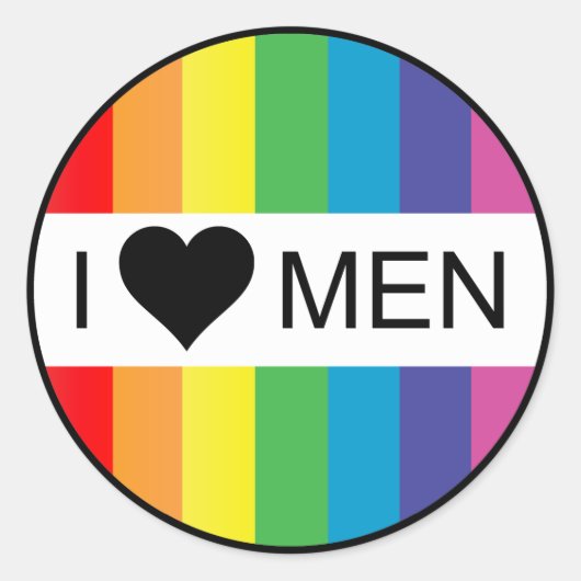 De regenboogliefde... in hart mannen. ronde sticker (Voorkant)