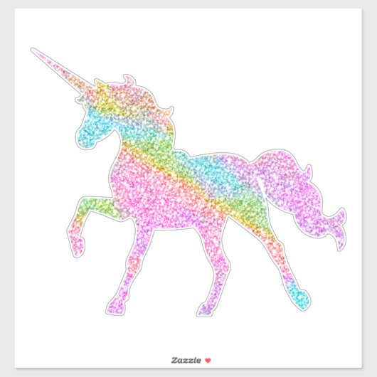 De regenbooglitter Unicorn Sticker (Vel)