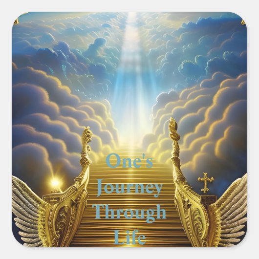 De reis door het leven vierkante sticker (Voorkant)