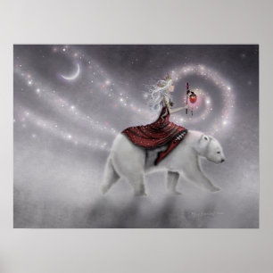 De Reis Maagd Ridend op Ijsbeer Fantasie Kunst Poster