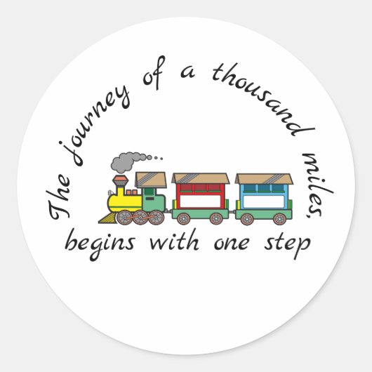 De reis van 1000 km begint met 1 stap ronde sticker (Voorkant)