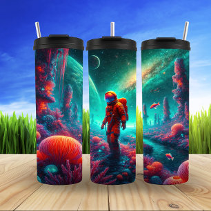 De reis van astronauten door buitenaardse gebieden thermosbeker