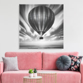 De reis van de ballon: een serene monochrome bekli canvas afdruk (Insitu (Woonkamer))