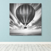 De reis van de ballon: een serene monochrome bekli canvas afdruk (Insitu (Houten vloer))