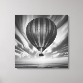 De reis van de ballon: een serene monochrome bekli canvas afdruk