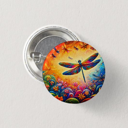 De reis van de libel ronde button 3,2 cm (Voorkant /achterkant)