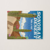 De reisposter van Sonoran Desert Cactus Cartoon. Legpuzzel (Horizontaal)