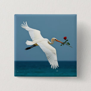 De reizende vogel vierkante button 5,1 cm