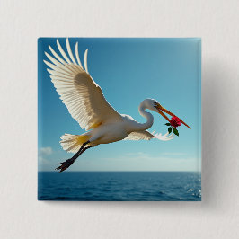 De reizende vogel vierkante button 5,1 cm