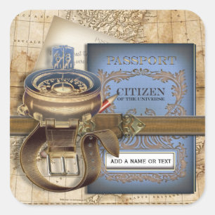 De reiziger persoonlijk vierkante sticker