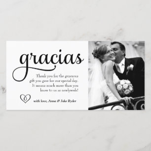 De Remerciements 311 Ornate Gracias Carte photo avec coeur