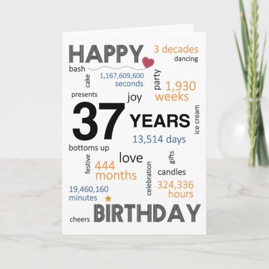 De Remerciements 37e carte d'anniversaire (Devant)