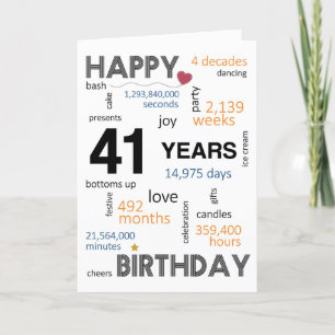 De Remerciements 41e carte d'anniversaire