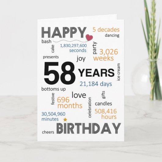 De Remerciements 58e carte d'anniversaire (Devant)
