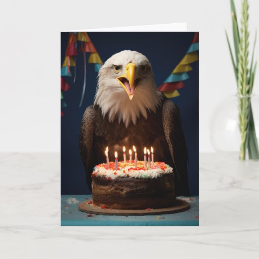 De Remerciements Aigle avec gâteau d'anniversaire - Carte (Devant)