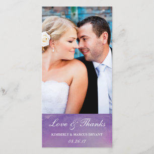 De Remerciements Amour pur / Aquarelle Mariage Carte photo / Violet