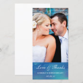 De Remerciements Amour pur / Mariage aquarelle / Carte photo bleu (Devant / Derrière)