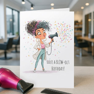 De Remerciements Amusante Blow-Out Coiffeur Carte d'anniversaire