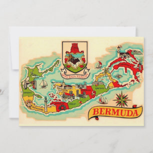 De Remerciements Ancienne carte classique des Bermudes 5x7 Grande C