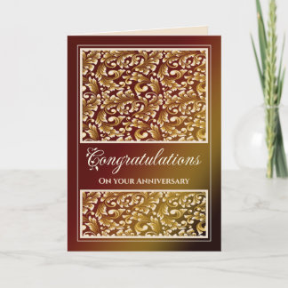 De Remerciements Anniversaire Félicitations Damask Carte Brown