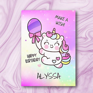 De Remerciements Anniversaire Unicorn ! Carte Enfant Joyeux anniver