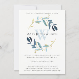 DE REMERCIEMENTS AQUA BLUE GOLD FOLIAGE WREATH DOUCHE PAR CARTE MAI