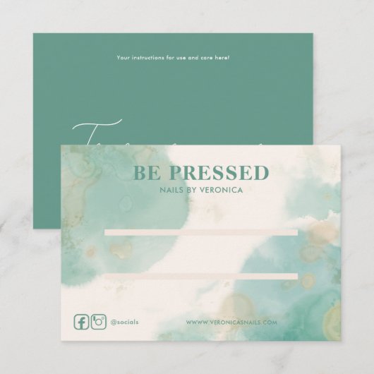 De Remerciements Aquarelle Turquoise Presse Chic Sur Carte D'Affich (Devant / Derrière)