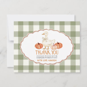 De Remerciements Baby shower Orange Goose citrouille Carte Thankyou