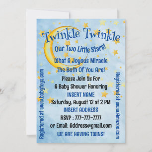 De Remerciements Baby shower Pour Jumeaux, Carte Plat