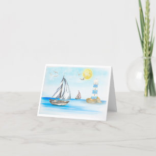 De Remerciements Bateaux à voile dans une carte Blue Ocean Note (Bl