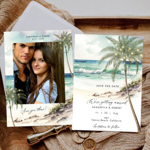 De Remerciements beach palm tree photo enregistrer la carte date